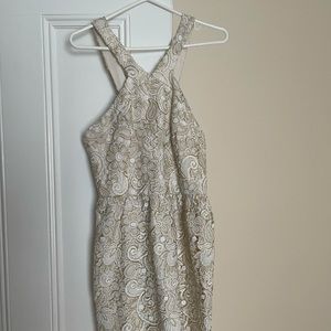 Gold & white lace dress